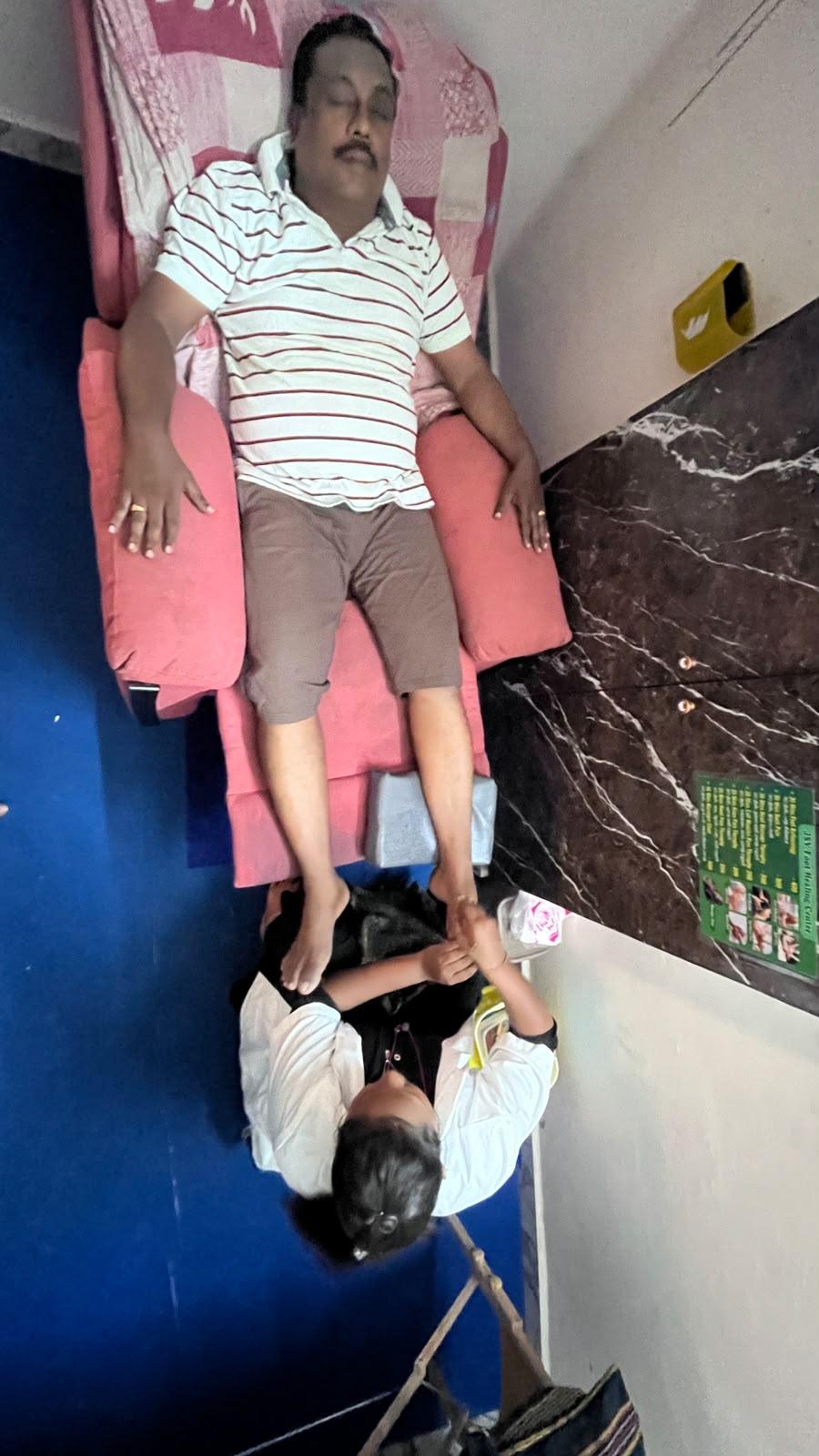 Professional foot reflexology session at JSV centre, Madurai